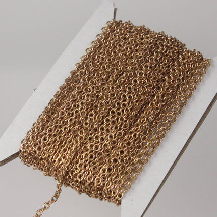 32ft. Raw Brass (Copper Color) No-Plated Flat cable chain - 3.4x2.9mm Soldered link - 3429F-RAW