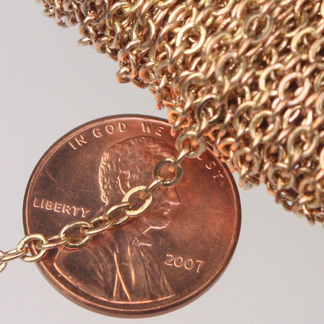 32ft. Raw Brass (Copper Color) No-Plated Flat cable chain - 3.4x2.9mm Soldered link - Ship from USA California - 3429F-RAW