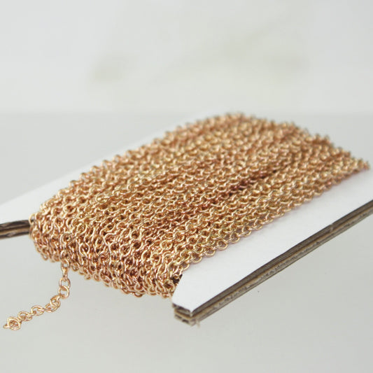 NEW 32 Ft Raw Brass (Copper Color) No-Plated Round cable chain - 3.4x3.0mm Soldered link - Ship from USA California - 3430S