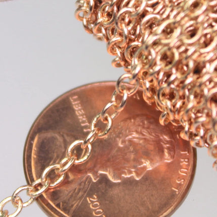 NEW 10 Ft. Raw Brass (Copper Color) No-Plated Round cable chain - 3.4x3.0mm Soldered link - 3430S