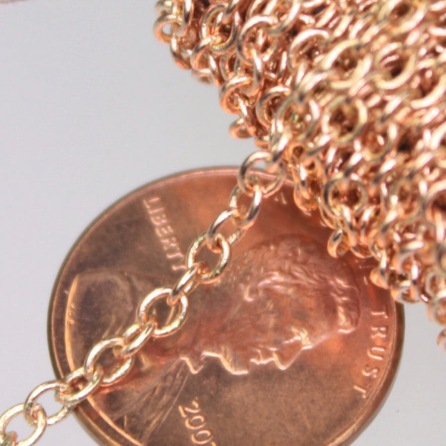 NEW 32 Ft Raw Brass (Copper Color) No-Plated Round cable chain - 3.4x3.0mm Soldered link - 3430S