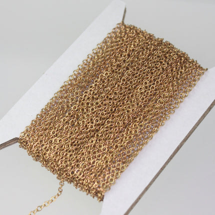 10ft. Raw Brass (Copper Color) No-Plated Flat cable chain - 3x1.7mm Soldered link - 317F