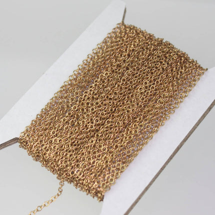 32 Ft. Raw Brass (Copper Color) No-Plated Flat cable chain - 3x1.7mm Soldered link - 317F