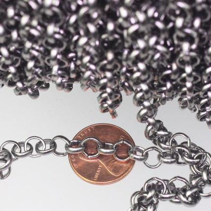 1/3/10/30/50/100 feet 6mm Bulk Rolo Large Chunky BIG Cable Fashion Chain 6.0mm - Unsoldered Links - Bracelet - Gunmetal - 60ROLO