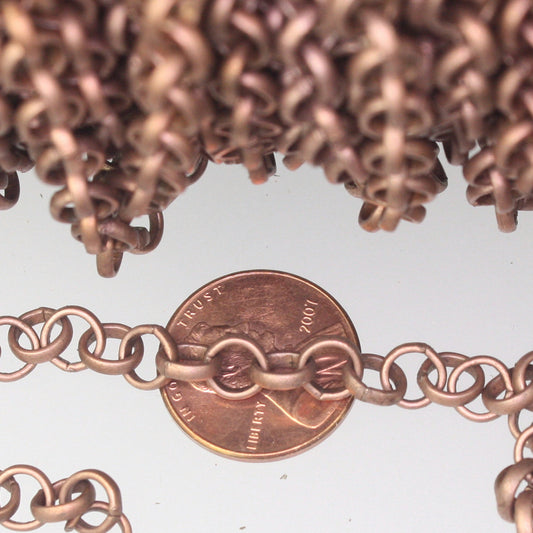 Antique Copper Rolo Chain bulk Chain, 30 ft of Rolo Cable Chain 6.0mm - Unsoldered Links - Necklace Bracelet Wholesale Bulk Jewerly Chain