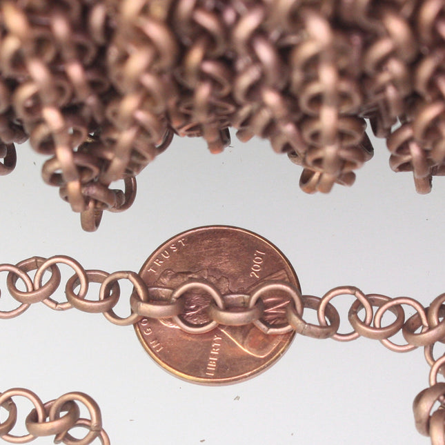 Antique Copper Rolo Chain bulk Chain, 30 ft of Rolo Cable Chain 6.0mm - Unsoldered Links - Necklace Bracelet Wholesale Bulk Jewerly Chain