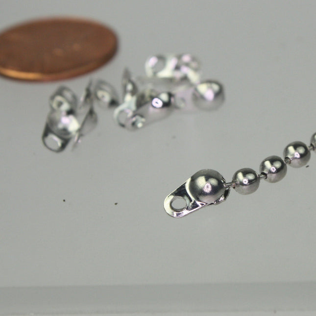 NEW New 50pcs of Rhodium finished BIG ball chain connector for 3.2mm - Crimp Type