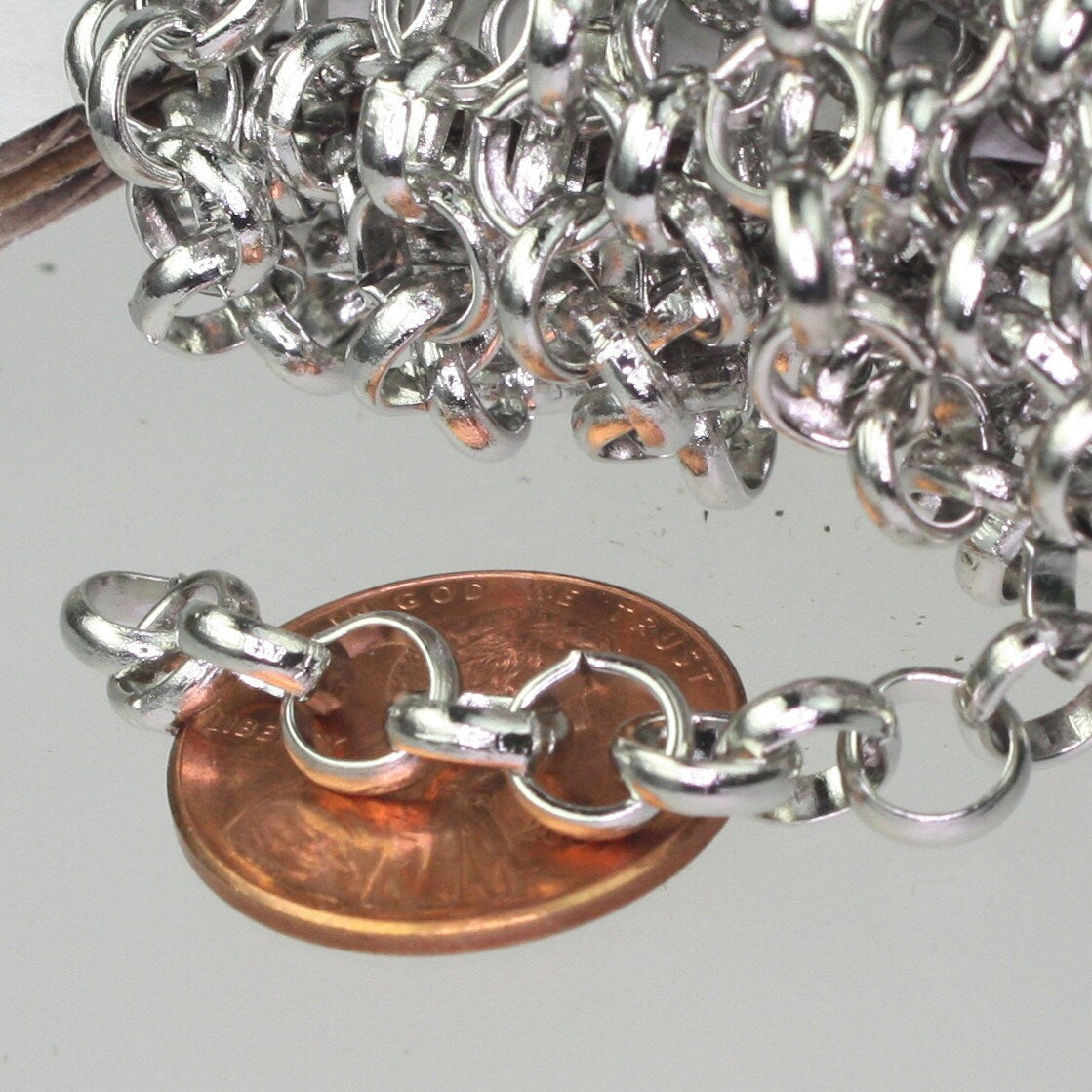 Rhodium Plated Rolo Chain bulk, 30 ft of Antique Silver Rolo Cable Chain 6.0mm - Unsoldered Links - Necklace Bracelet Wholesale - 60ROLO