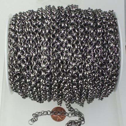 Sample Lot 3 ft. Gunmetal Rolo Chain bulk, Rolo Clunky BIG Cable Chain 6.0mm - Unsoldered Links - Necklace Bracelet Wholesale Bulk - 60ROLO
