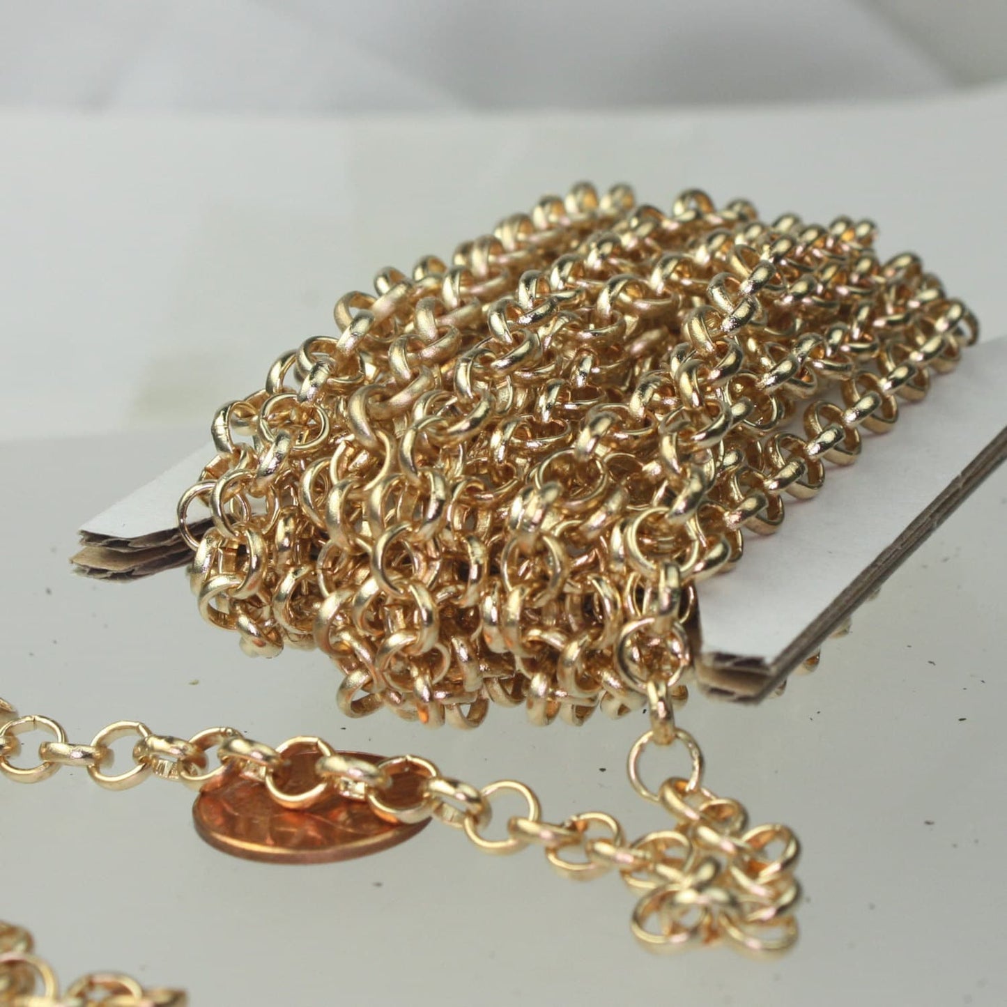 1/3/10/30/50/100 feet 6mm Rolo Large Chunky BIG Cable Fashion Chain 6.0mm - Unsoldered Links - Pinky Gold Champagne Gold -  60ROLO