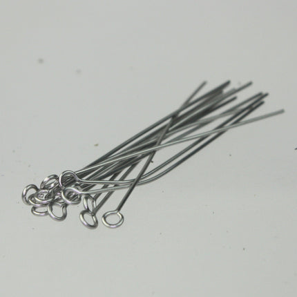 Bulk/FingerPick 50 Stainless Steel Eyepins Eye Pins Headpins - 2 inch (50mm) 21 Gauge 21G
