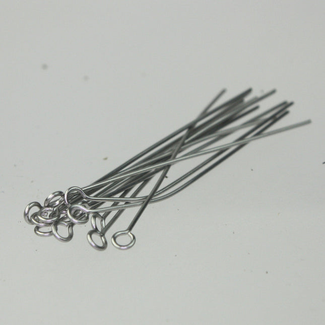 Bulk/FingerPick 50 Stainless Steel Eyepins Eye Pins Headpins - 2 inch (50mm) 21 Gauge 21G