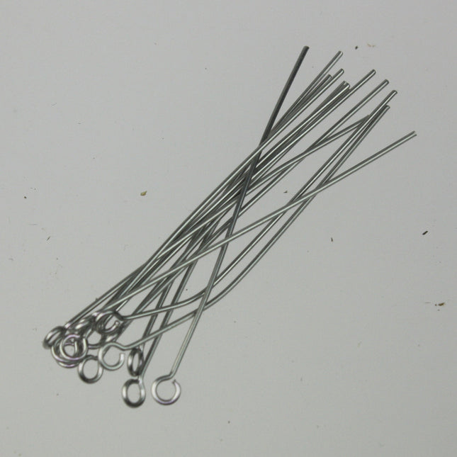 Bulk/FingerPick 50 Stainless Steel Eyepins Eye Pins Headpins - 2 inch (50mm) 21 Gauge 21G