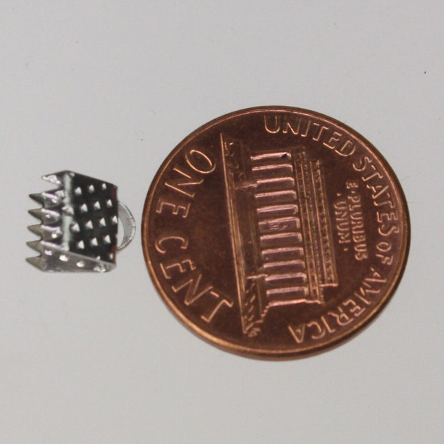 30 pcs Rhodium Plated for 6mm ribbon - 6x7mm Ribbon Clamps Connectors Clips End for Leather Charm Braid