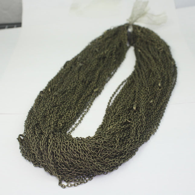 5 pcs of Ready to wear Antique Brass, Bronze Cable Chain Necklace with Lobster Clasp - 24inch(60cm) - NEC07S-24