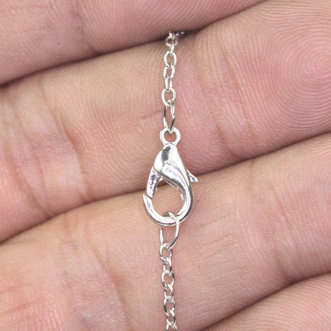 5 pcs of Ready to wear Rhodium SOLDERED Cable Chain Necklace with Lobster Clasp - 20inch(52cm) - NEC245S-20