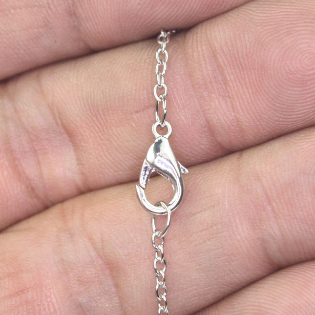 NEW Wholesale Lot - 50 pcs of Ready to wear Rhodium Plated SOLDERED Cable Chain Necklace with Lobster Clasp - 24 inch (60 cm)  NEC235S-24