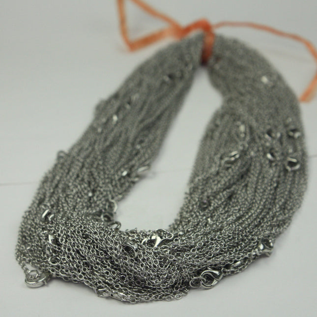 5 pcs of Ready to wear Rhodium SOLDERED Cable Chain Necklace with Lobster Clasp - 20inch(52cm) - NEC245S-20