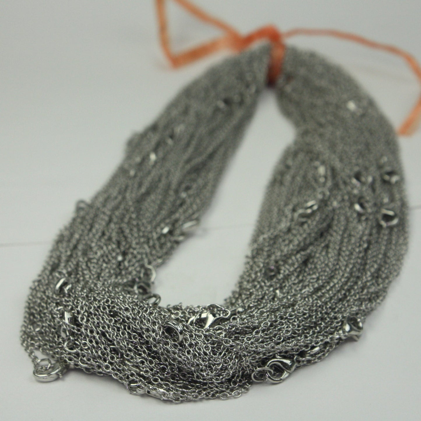Wholesale Lot Sale 50 pcs of Ready to wear Rhodium SOLDERED Cable Chain Necklace with Lobster Clasp - 20inch(52cm) - NEC245S-20