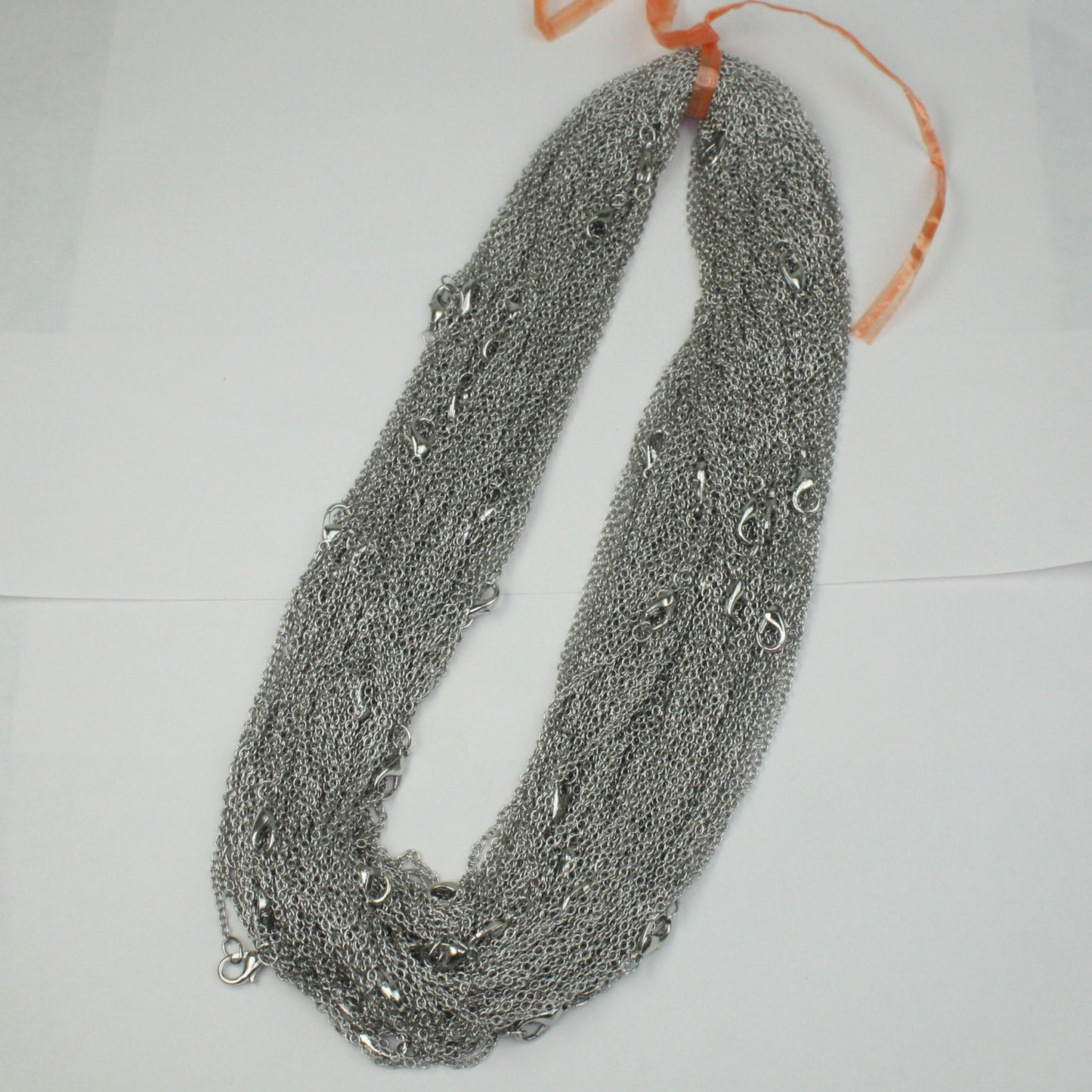 Wholesale Lot Sale 50 pcs of Ready to wear Rhodium SOLDERED Cable Chain Necklace with Lobster Clasp - 20inch(52cm) - NEC245S-20
