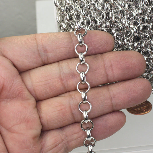 3 ft of Bulk Big Chunky Rolo Chain - Rhodium/Antique Brass/Copper/Gunmetal/Black Plated Chain Heavy Bracelet Necklace - 8.0mm(0.315 inch)