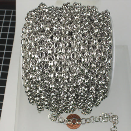 50 ft spool of Rhodium Plated Big Chunky Rolo chain Heavy Bracelet Necklace - 8.0mm(0.315 inch)