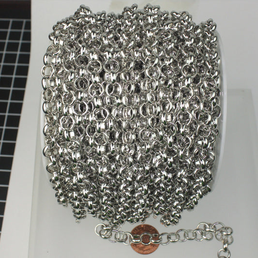 50 ft spool of Rhodium Plated Big Chunky Rolo chain Heavy Bracelet Necklace - 8.0mm(0.315 inch)  - Ship from USA California