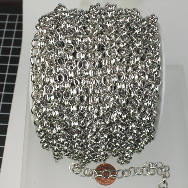50 ft spool of Rhodium Plated Big Chunky Rolo chain Heavy Bracelet Necklace - 8.0mm(0.315 inch)