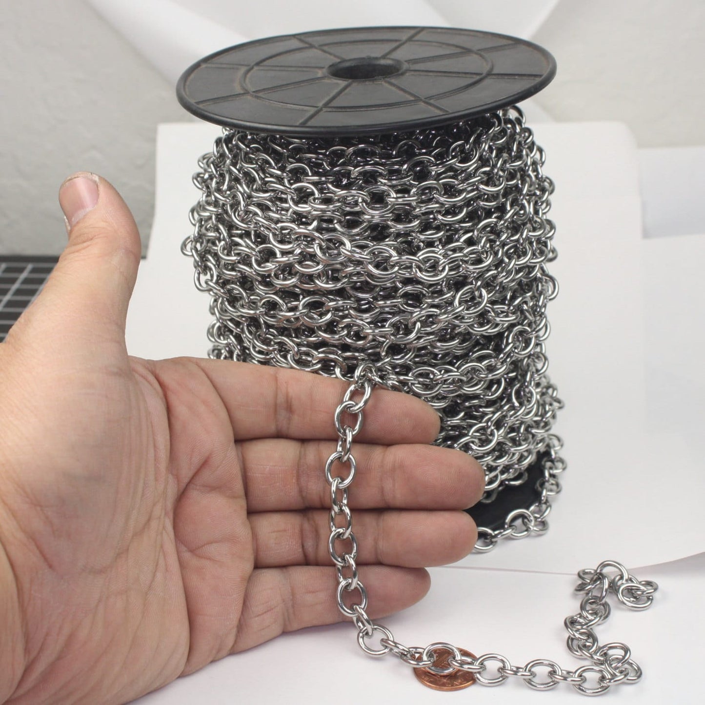 Stainless Steel chain bulk, 10 ft of  Stainless Steel Sturdy Chunky Big Heavy Cable chain - 10.2x8.4mm 2mm 12G Unsoldered Link