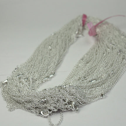 Wholesale Lot Sale 50 pcs of Ready to wear Silver Plataed SOLDERED Cable Chain Necklace with Lobster Clasp - 24inch(60cm) - NEC07S-24