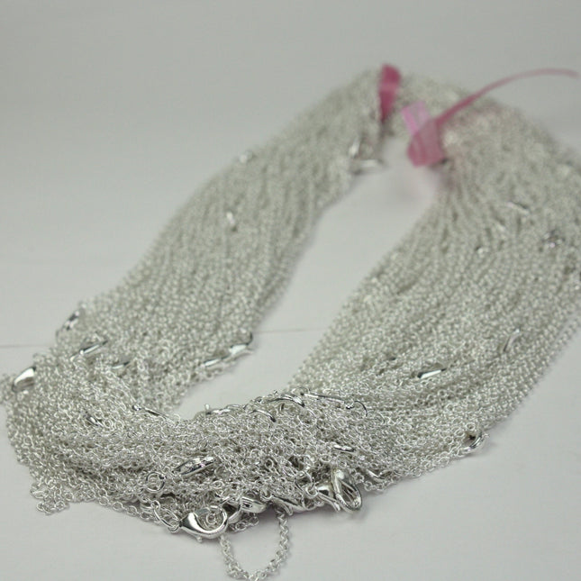 Wholesale Lot Sale 50 pcs of Ready to wear Silver Plataed SOLDERED Cable Chain Necklace with Lobster Clasp - 24inch(60cm) - NEC07S-24