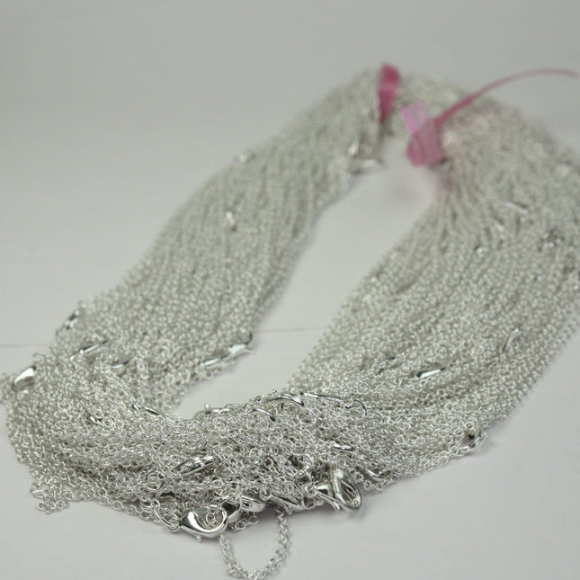 5 pcs of Ready to wear Silver Plataed SOLDERED Cable Chain Necklace with Lobster Clasp - 20inch(52cm) - NEC245S-20