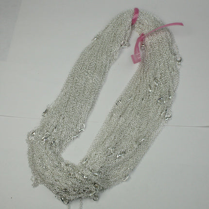 Wholesale Lot Sale 50 pcs of Ready to wear Silver Plataed SOLDERED Cable Chain Necklace with Lobster Clasp - 24inch(60cm) - NEC07S-24