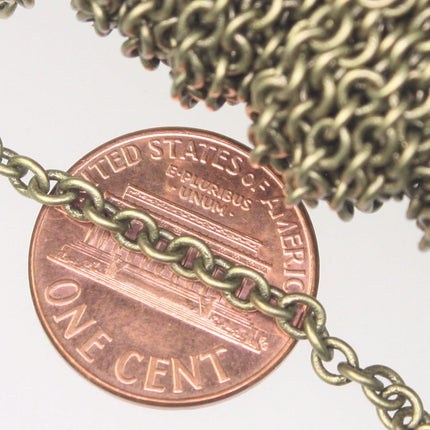 32 ft. of Antique Brass Finished SOLDERED Thick Fancy Cable Chain - 3x3.5mm 21G Thickness Wire SOLDERED Link -  335S