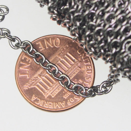 10 feet of Gunmetal Plated SOLDERED Thick Fancy Cable Chain - 3x3.5mm 21G Thickness Wire SOLDERED Link -  335S