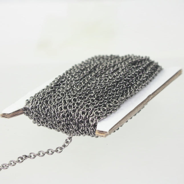 100 ft. of Gunmetal Plated SOLDERED Thick Fancy  Cable Chain - 3x3.5mm 21G Thickness Wire SOLDERED Link -  335S