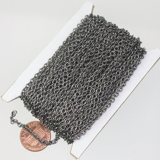 32 feet Gunmetal SOLDERED Cable Chain - 3x3.5mm 21G Thickness Thick Wire SOLDERED Link -  335S