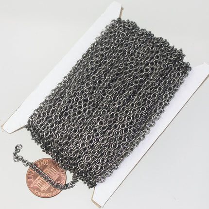 100 ft. of Gunmetal Plated SOLDERED Thick Fancy  Cable Chain - 3x3.5mm 21G Thickness Wire SOLDERED Link -  335S