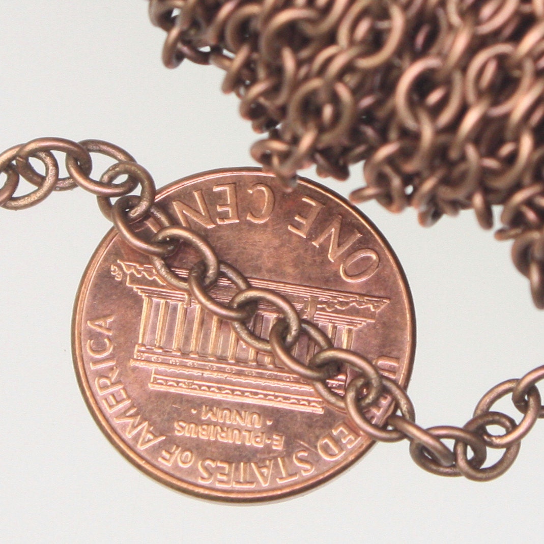 100 ft. of Antique Copper Finished SOLDERED Thick Big Cable Chain - 4x5mm 21G Thickness Wire SOLDERED Link -  450S