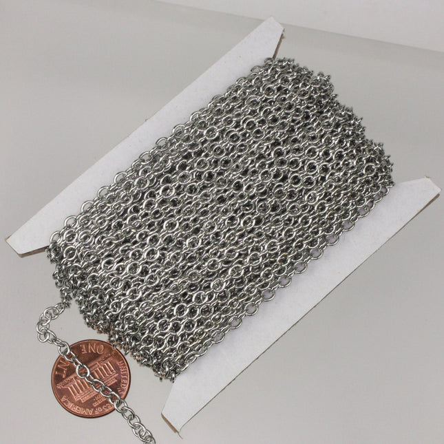 NEWnew 32 ft. of Rhodium Plated SOLDERED Thick Big Cable Chain - 4x5mm 21G Thickness Wire SOLDERED Link -  450S
