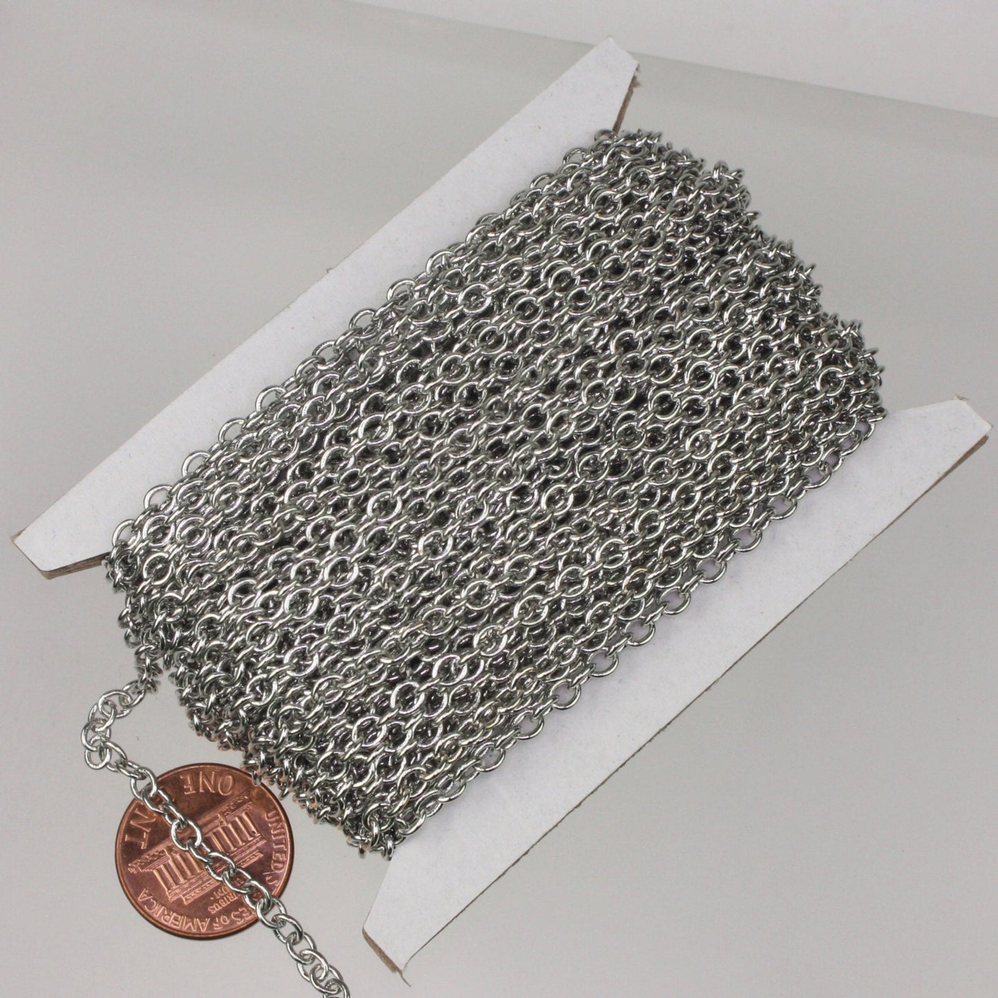 100 ft. of Rhodium Plated SOLDERED Thick Big Cable Chain - 4x5mm 21G Thickness Wire SOLDERED Link -  450S