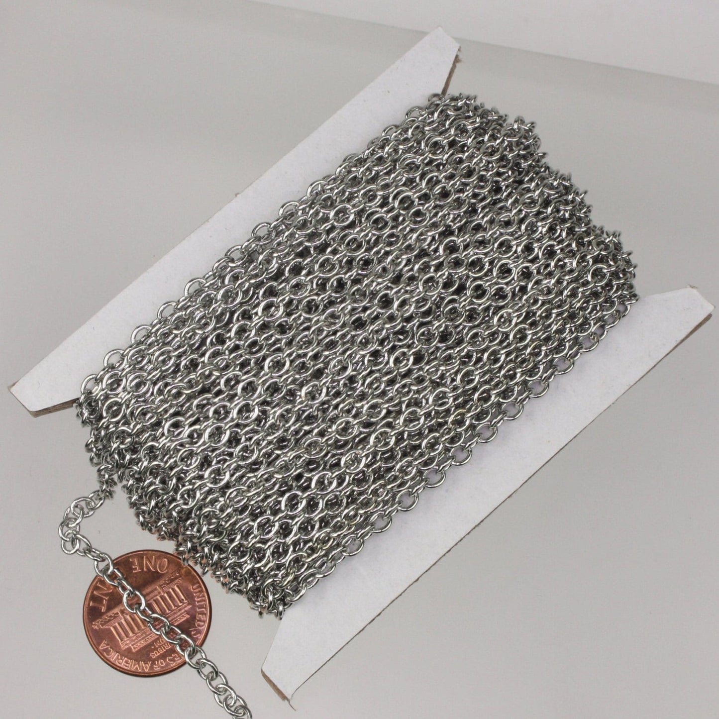 NEWnew 10 ft. of Rhodium Plated SOLDERED Thick Big Cable Chain - 4x5mm 21G Thickness Wire SOLDERED Link -  450S