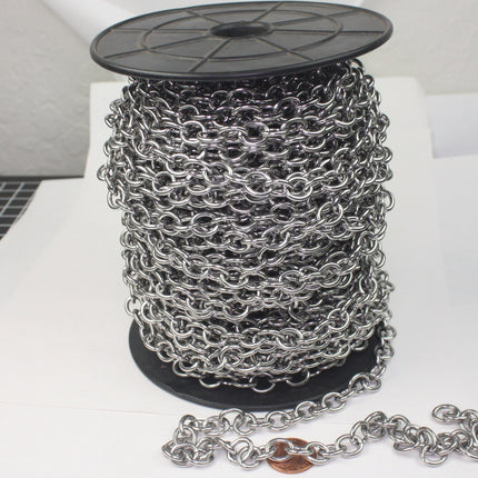 Stainless Steel chain bulk, 10 ft of  Stainless Steel Sturdy Chunky Big Heavy Cable chain - 10.2x8.4mm 2mm 12G Unsoldered Link