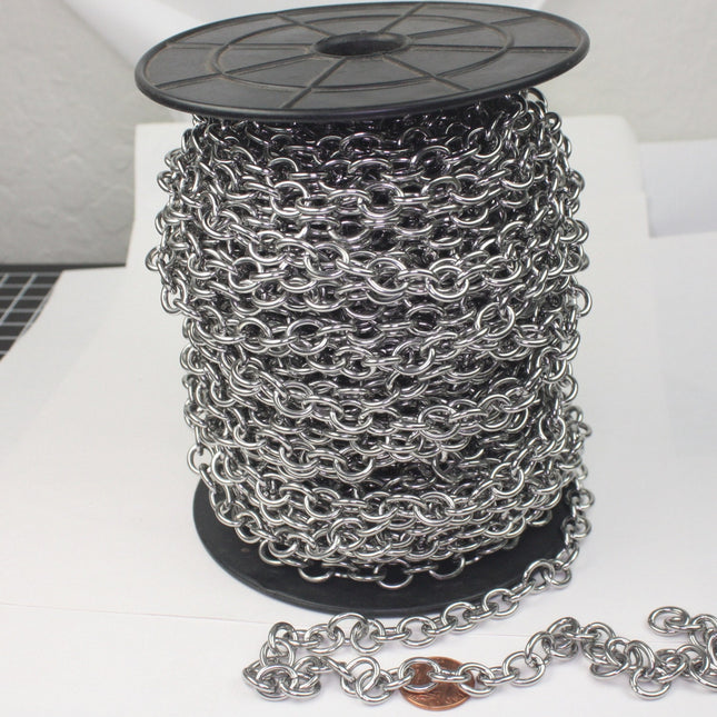 Stainless Steel chain bulk, 10 ft of  Stainless Steel Sturdy Chunky Big Heavy Cable chain - 10.2x8.4mm 2mm 12G Unsoldered Link