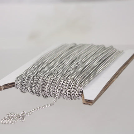 New 32 ft spool of Rhodium Plated SOLDERED sturdy curb chain - 2.1mm SOLDERED link - 2.1S