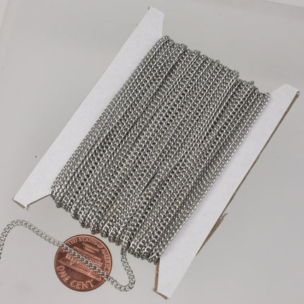 10 ft spool of Rhodium Plated SOLDERED sturdy curb chain - 2.1mm SOLDERED link - 2.1S