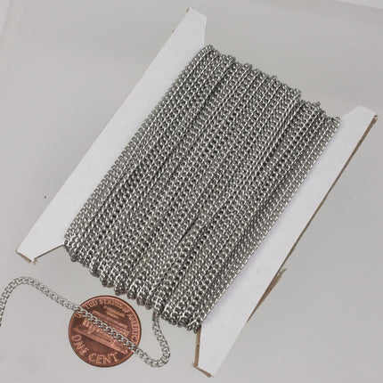 New 10 ft spool of Rhodium Plated SOLDERED sturdy curb chain - 2.1mm SOLDERED link - 2.1S