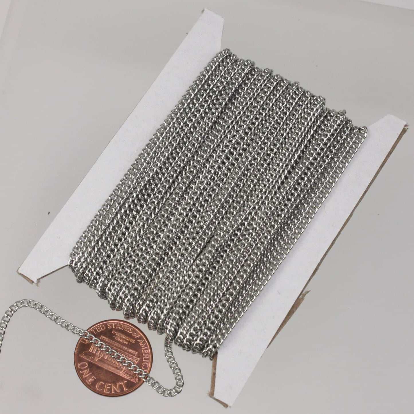 New 32 ft spool of Rhodium Plated SOLDERED sturdy curb chain - 2.1mm SOLDERED link - Ship from California USA - 2.1S