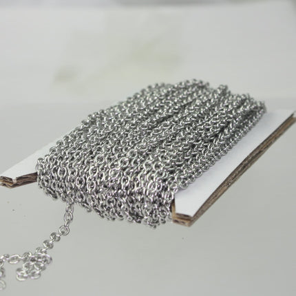10 ft. of Rhodium Plated SOLDERED Thick Fancy Cable Chain - 3x3.5mm 21G Thickness Wire SOLDERED Link -  335S