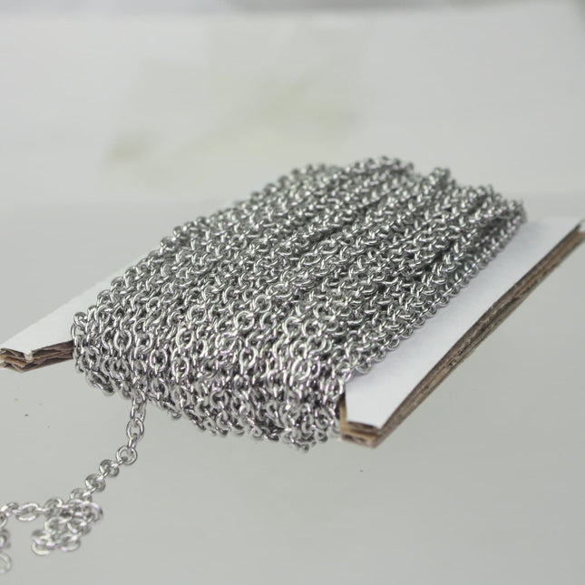 10 ft. of Rhodium Plated SOLDERED Thick Fancy Cable Chain - 3x3.5mm 21G Thickness Wire SOLDERED Link -  335S